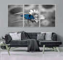 Blue Butterfly Black and White Canvas Wall Art by MyGreatCanvas | Canvas Wall Art Prints | Photo Prints & Wall Decor