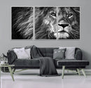 Black and White Lion Canvas Wall Art Print – Wildlife