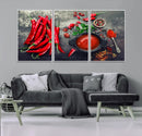 Red Chili Peppers Wall Art Kitchen Artwork Canvas Print by MyGreatCanvas | Canvas Wall Art Prints | Photo Prints & Wall Decor