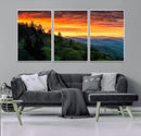 Forest Landscape Wall Art Sunset Canvas, Forest Sunset