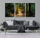 Sunlit Forest Pathway Canvas Print | 3 Panel Large Nature by MyGreatCanvas | Canvas Wall Art Prints | Photo Prints & Wall Decor