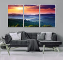 Sunset over Mountain Canvas Print, Forest Canvas Wall Art –