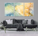 Green and Yellow Marble Fluid Effect Wall Art, Green and
