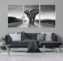 Black and White Elephant Wall Art Canvas Print