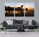 Horse Herd Wall Art Animal Canvas Print