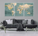 Classic World Map Canvas Print – Framed Vintage Map Wall by MyGreatCanvas | Canvas Wall Art Prints | Photo Prints & Wall Decor
