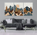 Abstract Wood Panel Effect Mountain Range Top Wall Art