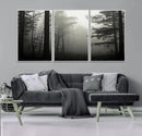 Misty Forest Wall Art Premium Canvas Print a Foggy and