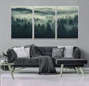 Misty Forest Wall Art Premium Canvas Print a Foggy and
