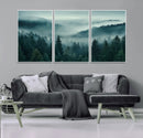 Captivating Misty Foggy Forest Wall Art Premium Canvas Print