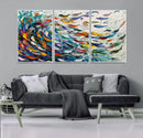 Modern Abstract Fish Shoal Wall Art Canvas Print, Colorful by MyGreatCanvas | Canvas Wall Art Prints | Photo Prints & Wall Decor