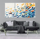 Abstract Fish Shoal Wall Art Canvas Print, Colorful Fish