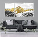 Gold Abstract Mountains Wall Art Print on Canvas, Nature