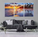 Serene Beach Sunset Wall Art Canvas- Coastal Seascape Print
