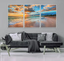 Serene Beach Sunset Wall Art | Coastal Ocean Canvas Print |