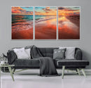 Sunset Beach Wall Art | Ocean Canvas Print | Coastal Wall