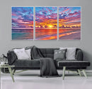 Vibrant Sunset Beach Wall Art - Ocean Sunset Canvas Print |
