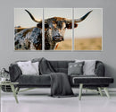 Texas Bull Longhorn Wall Art Canvas Print for Farm House