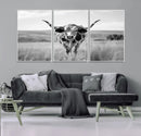 Texas Cow Longhorn Wall Art Canvas Print for Farm House Wall