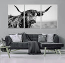 Texas Highland Cow Longhorn Canvas Print - Rustic Farmhouse by MyGreatCanvas | Canvas Wall Art Prints | Photo Prints & Wall Decor
