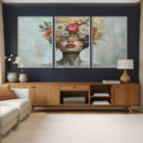 Golden Petal Wall Art Canvas Print - Silhouette Woman Wall