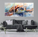 Watercolor Sea Turtle Wall Art Canvas Print - Vibrant Ocean