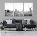 Vintage Farmhouse Black and White Triptych Wall Art – Giclee