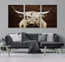 Highland Cow Wall Art Canvas Print, Rustic Farmhouse Decor,