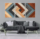 Geometric Wood Art Wall Decor Canvas Print, Rustic Wooden