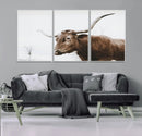 Rustic Bull Wall Art Canvas Print – Modern Longhorn