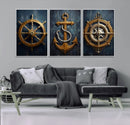 Boat Anchor Compass With Rope Wall Art Canvas Print | Beach by MyGreatCanvas | Canvas Wall Art Prints | Photo Prints & Wall Decor