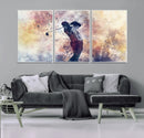 Abstract Watercolor Golf Player Wall Art Canvas Print