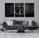 3 Panel Grunge Abstract Anchor Wall Art Canvas Print Set