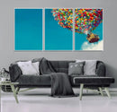 Carl Fredricksen, Up Movie Wall Art, Colorful Balloon House