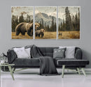 Rustic Grizzly 399 Bear Family Wall Art Canvas Print by MyGreatCanvas | Canvas Wall Art Prints | Photo Prints & Wall Decor