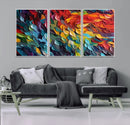Vibrant Abstract Leaf Wall Art Canvas Print | Bold Colorful
