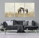 Chines Style Grunge Horses Wall Art Canvas Print