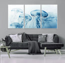 Blue Jellyfish Wall Art Canvas Print