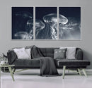 Jellyfish Wall Art Canvas Print, Modern Abstract Jellyfish