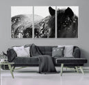 Black Horse in Snow Canvas Print | Winter Horse Wall Art |