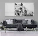 White Horse Wall Art | Ready to Hang and Framed | Winter