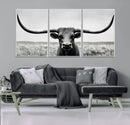 Longhorn Bull Canvas Print | Rustic Farmhouse Wall Art | by MyGreatCanvas | Canvas Wall Art Prints | Photo Prints & Wall Decor