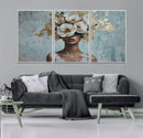 Golden Petal Wall Art - Petal Silhouette Woman Wall Art by MyGreatCanvas | Canvas Wall Art Prints | Photo Prints & Wall Decor