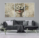 Abstract Floral Women Patel Wall Art Canvas Print