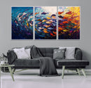 Vibrant Abstract Fish Swarm Art – Colorful Fish Inspired