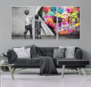 Banksy Print - Street Art Canvas Wall Art - Kids Revealing