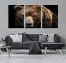 Grizzly Brown Bear Canvas Wall Art, Wildlife Animal Canvas