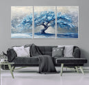 Abstract Blue Tree Art Canvas Print, Majestic Tree Wall Art