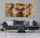 Wood Abstract Deer Wall Art | Rustic Wildlife Canvas Print |