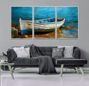 Vintage Boat on Tranquil Waters | Coastal Wall Art for